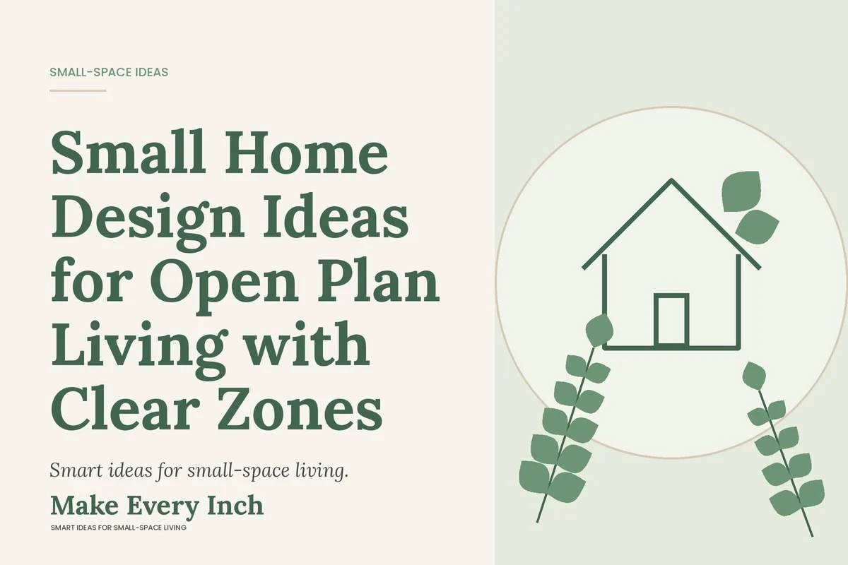 Small Home Design Ideas for Open Plan Living with Clear Zones, Make Every Inch cover with a house and leaf illustration