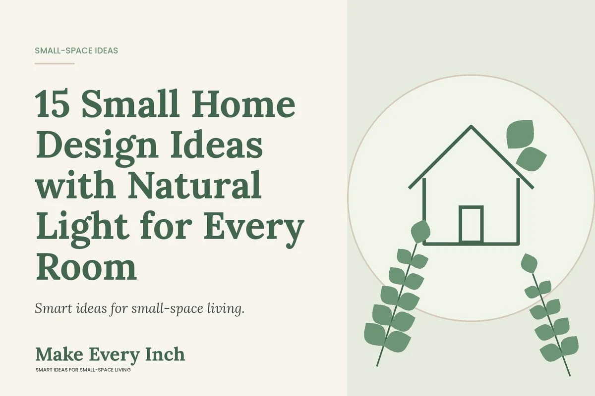 15 Small Home Design Ideas with Natural Light for Every Room, Make Every Inch cover with a house and leaf illustration