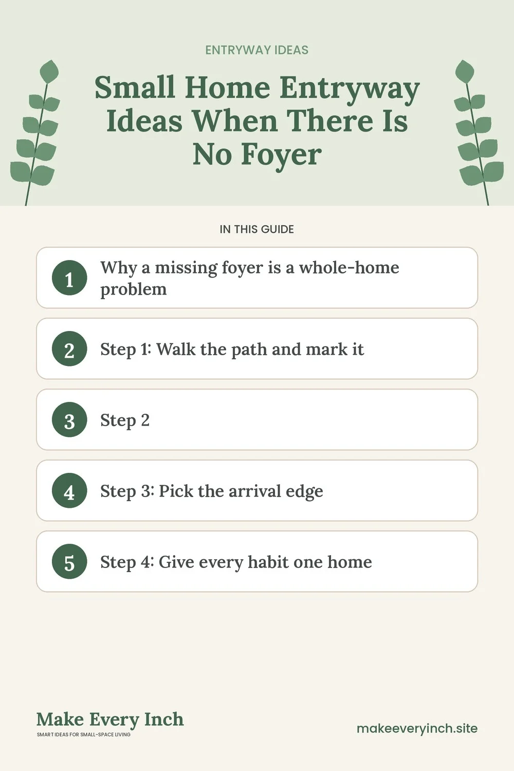 Pinterest pin listing the main topics in: Small Home Entryway Ideas When There Is No Foyer