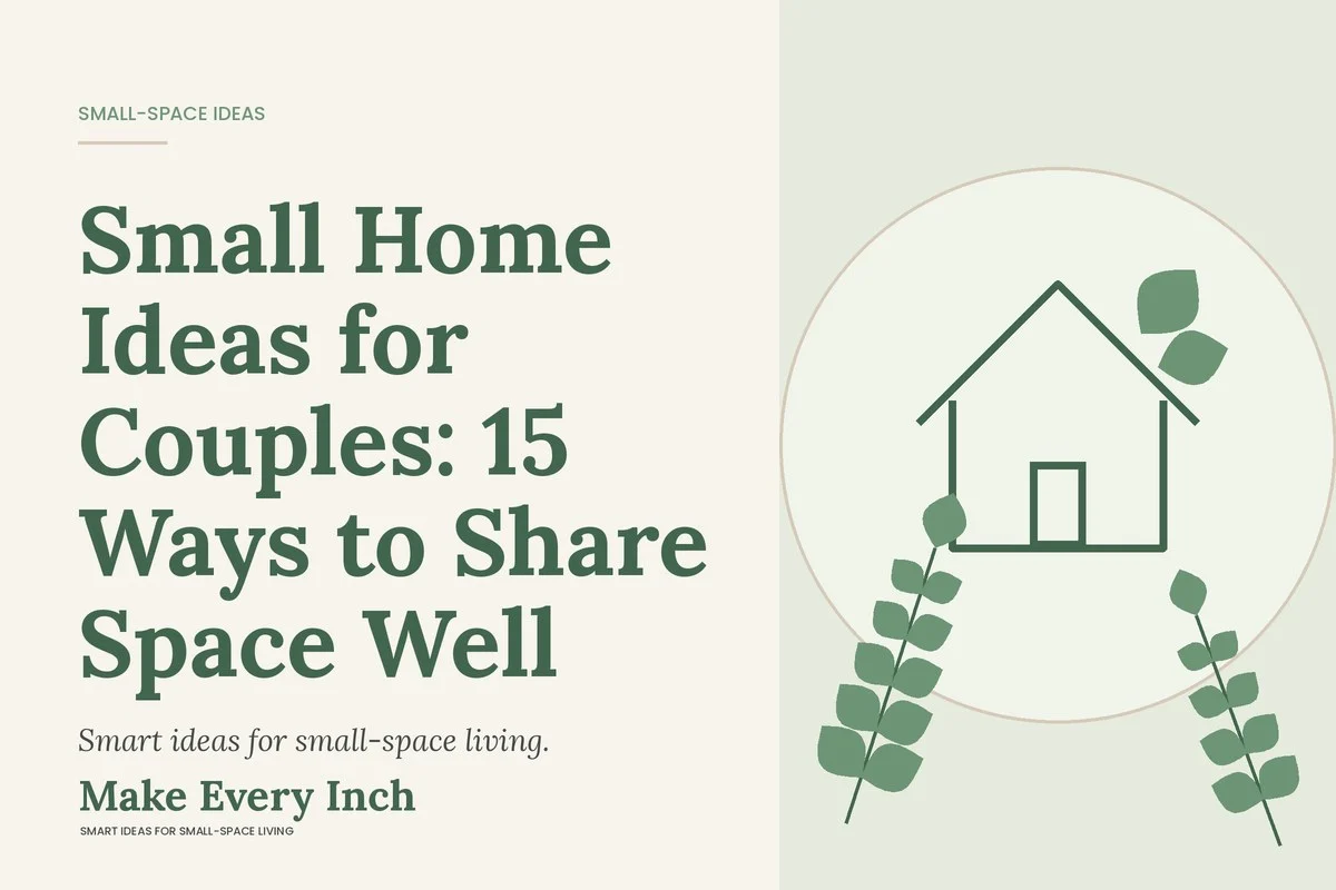 Small Home Ideas for Couples: 15 Ways to Share Space Well, Make Every Inch cover with a house and leaf illustration