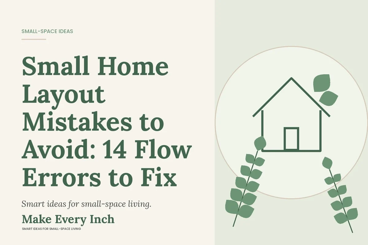 Small Home Layout Mistakes to Avoid: 14 Flow Errors to Fix, Make Every Inch cover with a house and leaf illustration