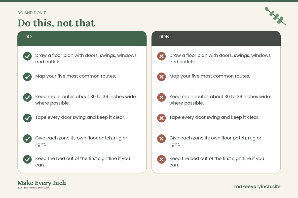 Do and don't checklist for: Small Home Layout Mistakes to Avoid