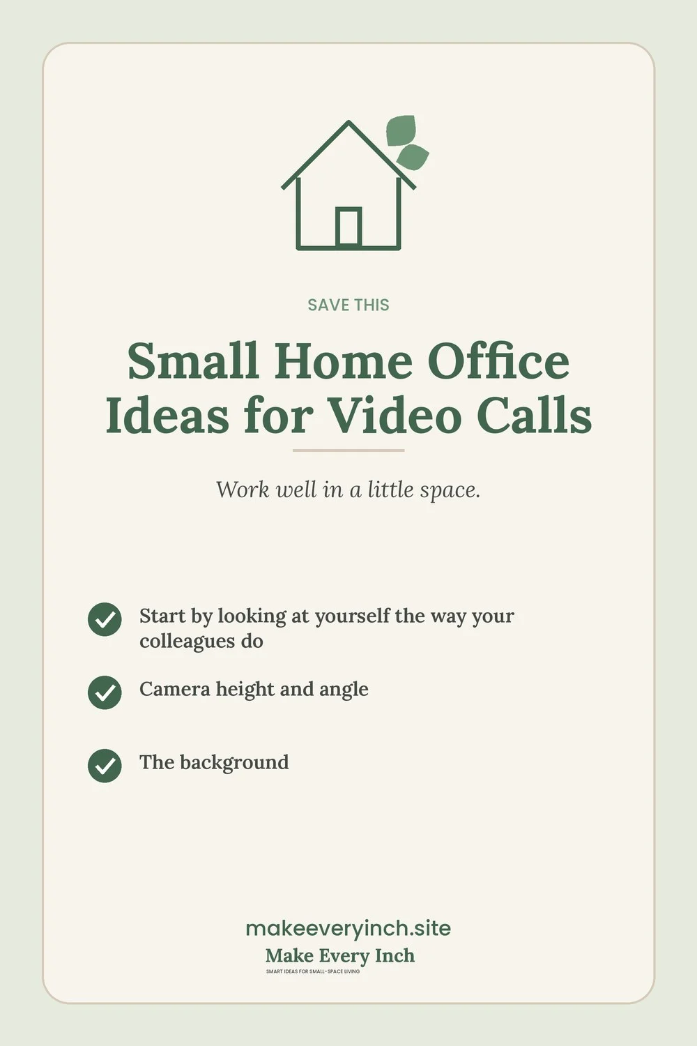 Save-this Pinterest pin with a short checklist for: Small Home Office Ideas for Video Calls