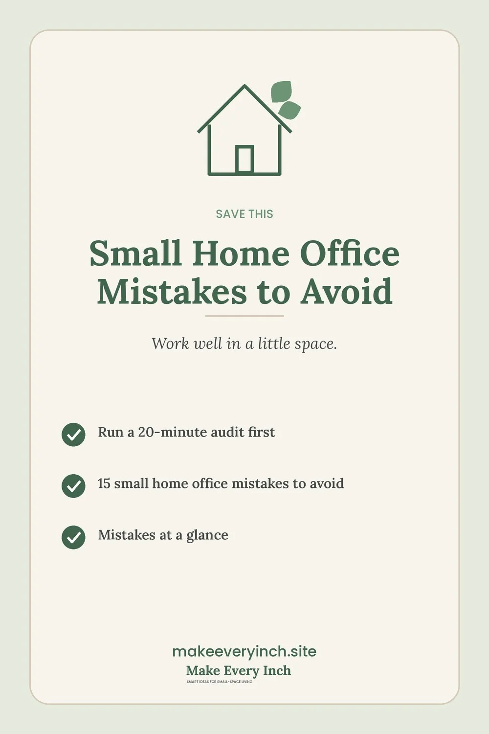 Save-this Pinterest pin with a short checklist for: Small Home Office Mistakes to Avoid