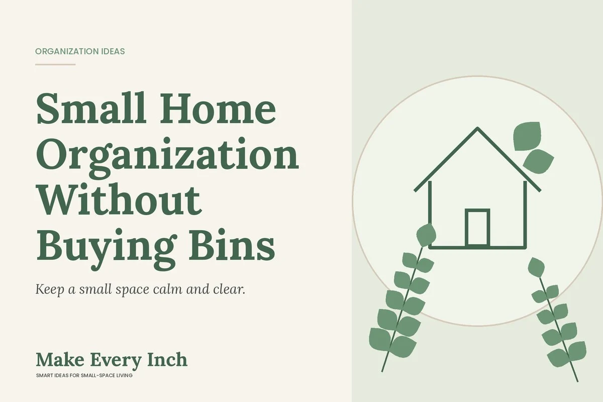 Small Home Organization Without Buying Bins, Make Every Inch cover with a house and leaf illustration