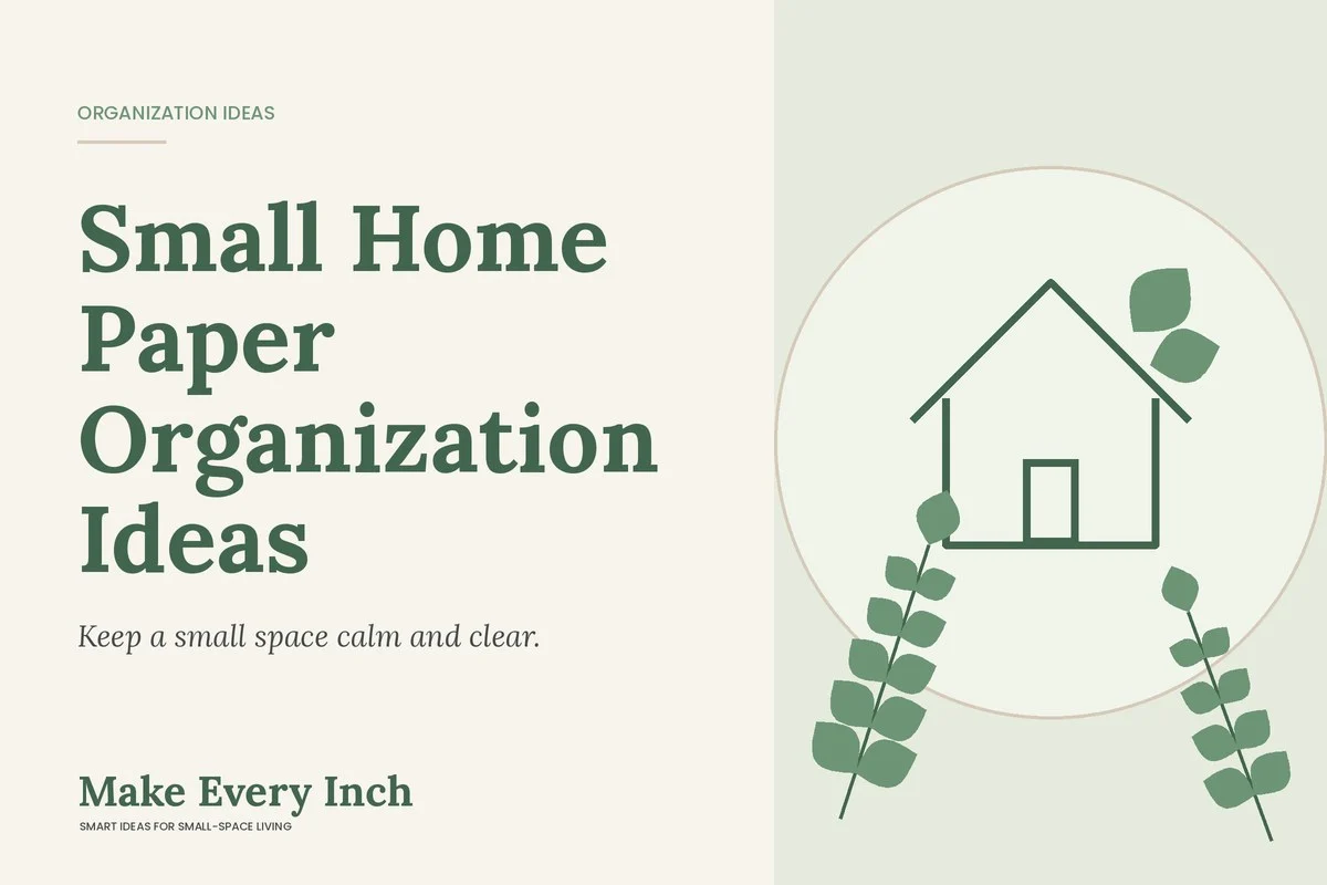 Small Home Paper Organization Ideas, Make Every Inch cover with a house and leaf illustration