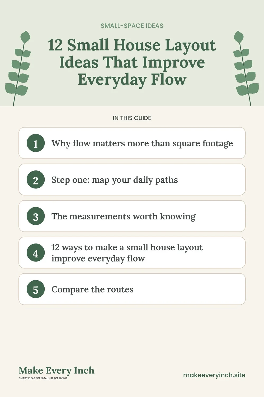 Pinterest pin listing the main topics in: 12 Small House Layout Ideas That Improve Everyday Flow
