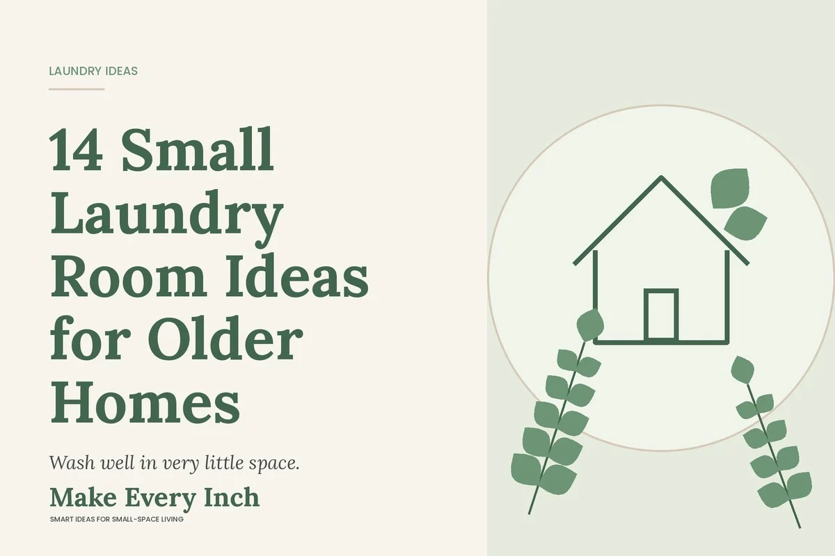 14 Small Laundry Room Ideas for Older Homes, Make Every Inch cover with a house and leaf illustration