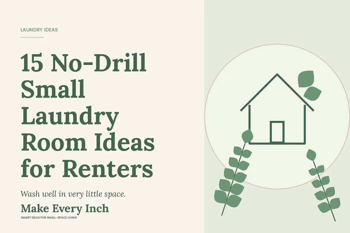 15 No-Drill Small Laundry Room Ideas for Renters, Make Every Inch cover with a house and leaf illustration
