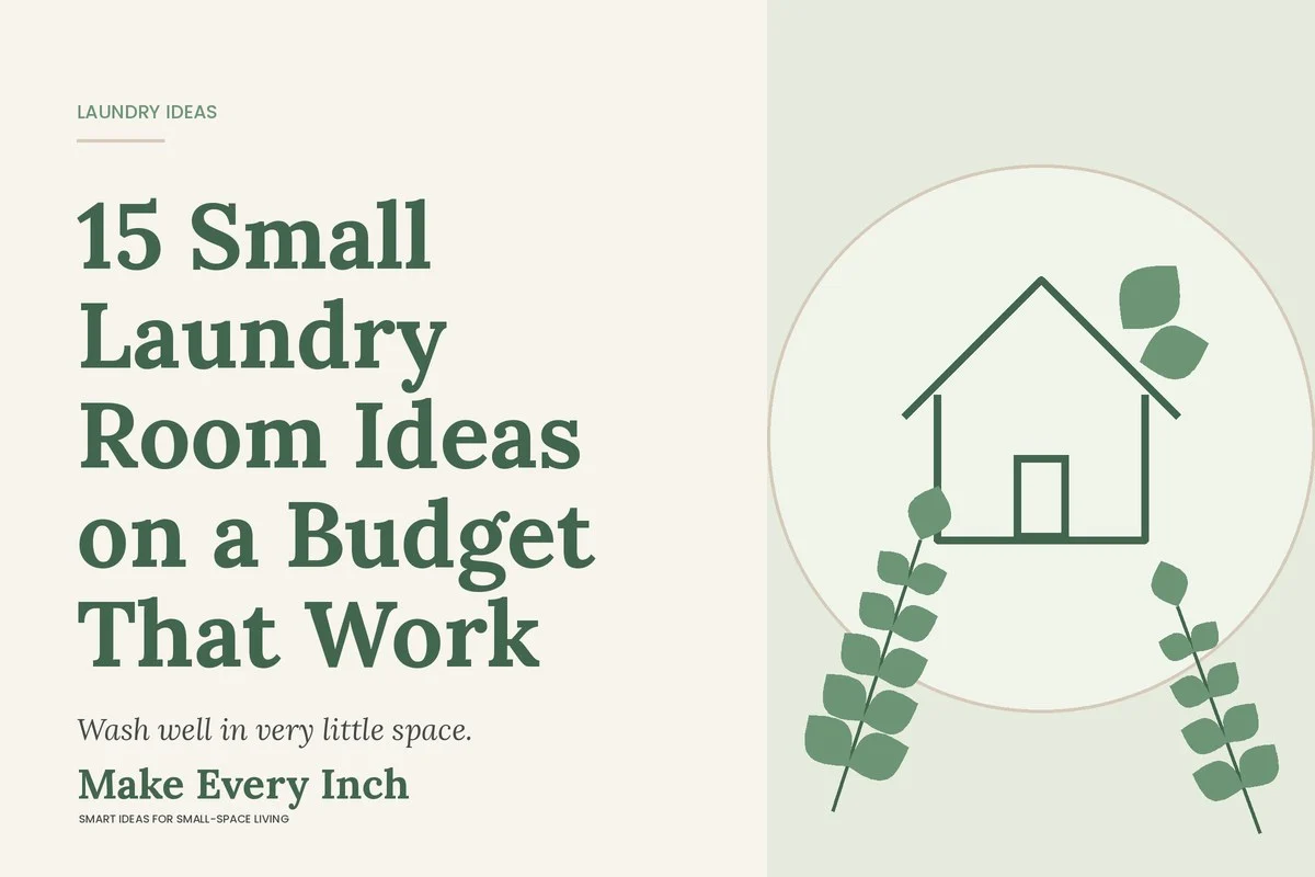 15 Small Laundry Room Ideas on a Budget That Work, Make Every Inch cover with a house and leaf illustration