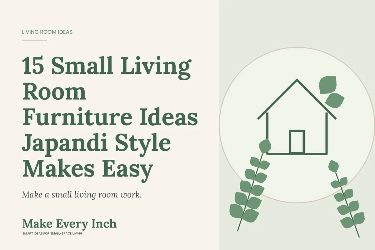 15 Small Living Room Furniture Ideas Japandi Style Makes Easy, Make Every Inch cover with a house and leaf illustration
