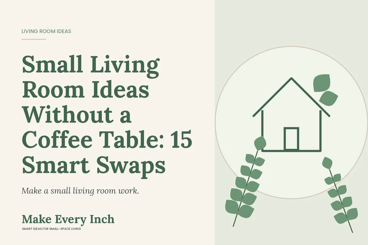 Small Living Room Ideas Without a Coffee Table: 15 Smart Swaps, Make Every Inch cover with a house and leaf illustration