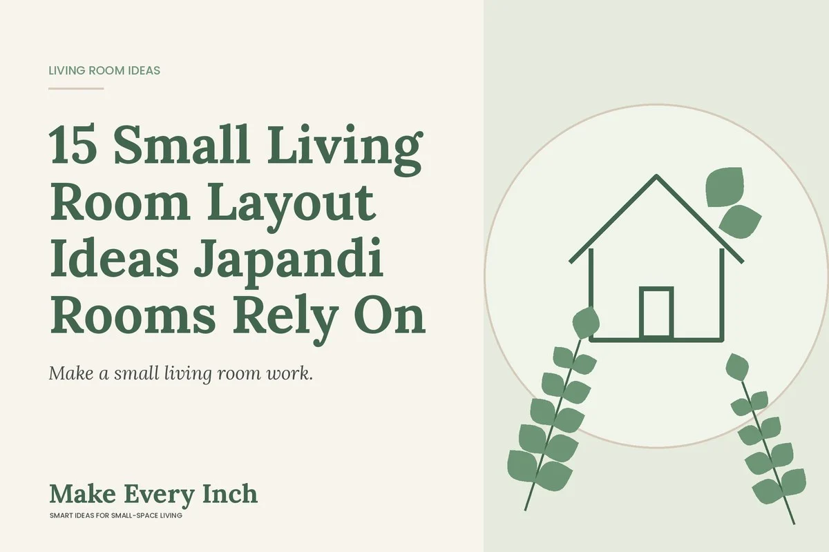 15 Small Living Room Layout Ideas Japandi Rooms Rely On, Make Every Inch cover with a house and leaf illustration