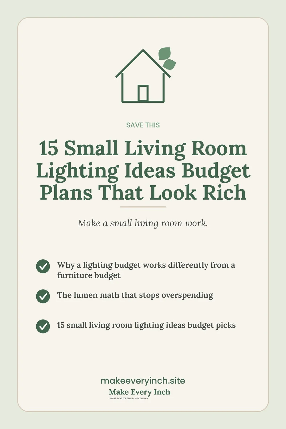 Save-this Pinterest pin with a short checklist for: 15 Small Living Room Lighting Ideas Budget Plans That Look Rich