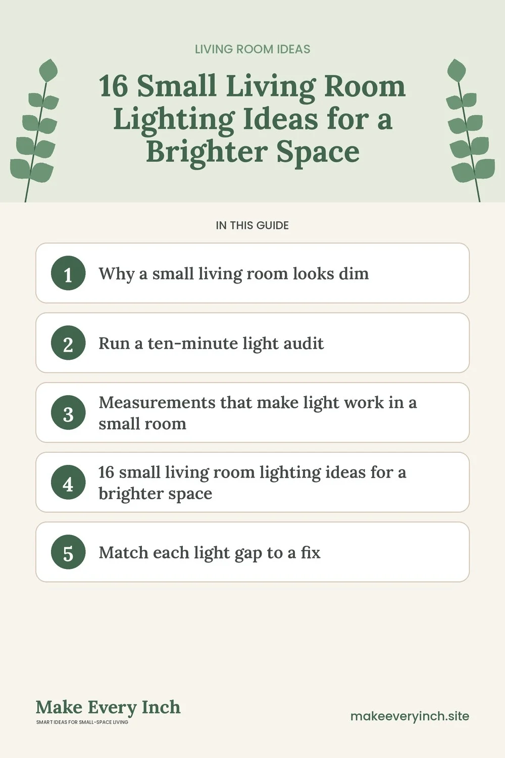 Pinterest pin listing the main topics in: 16 Small Living Room Lighting Ideas for a Brighter Space
