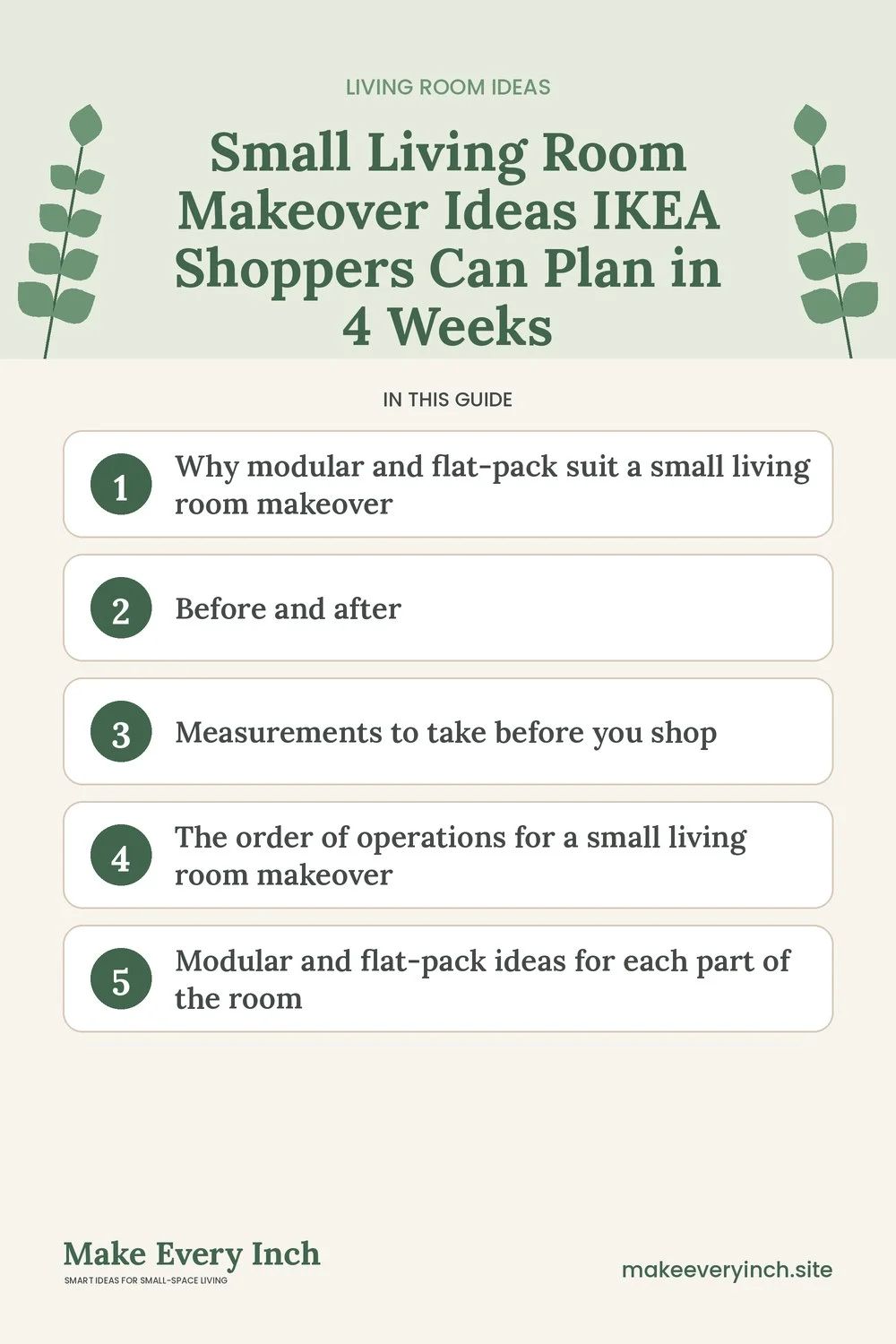 Pinterest pin listing the main topics in: Small Living Room Makeover Ideas IKEA Shoppers Can Plan in 4 Weeks