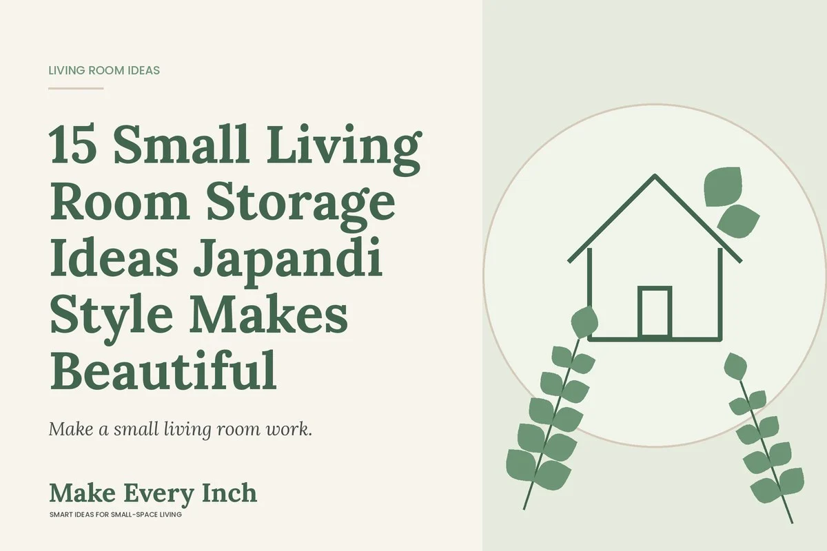 15 Small Living Room Storage Ideas Japandi Style Makes Beautiful, Make Every Inch cover with a house and leaf illustration
