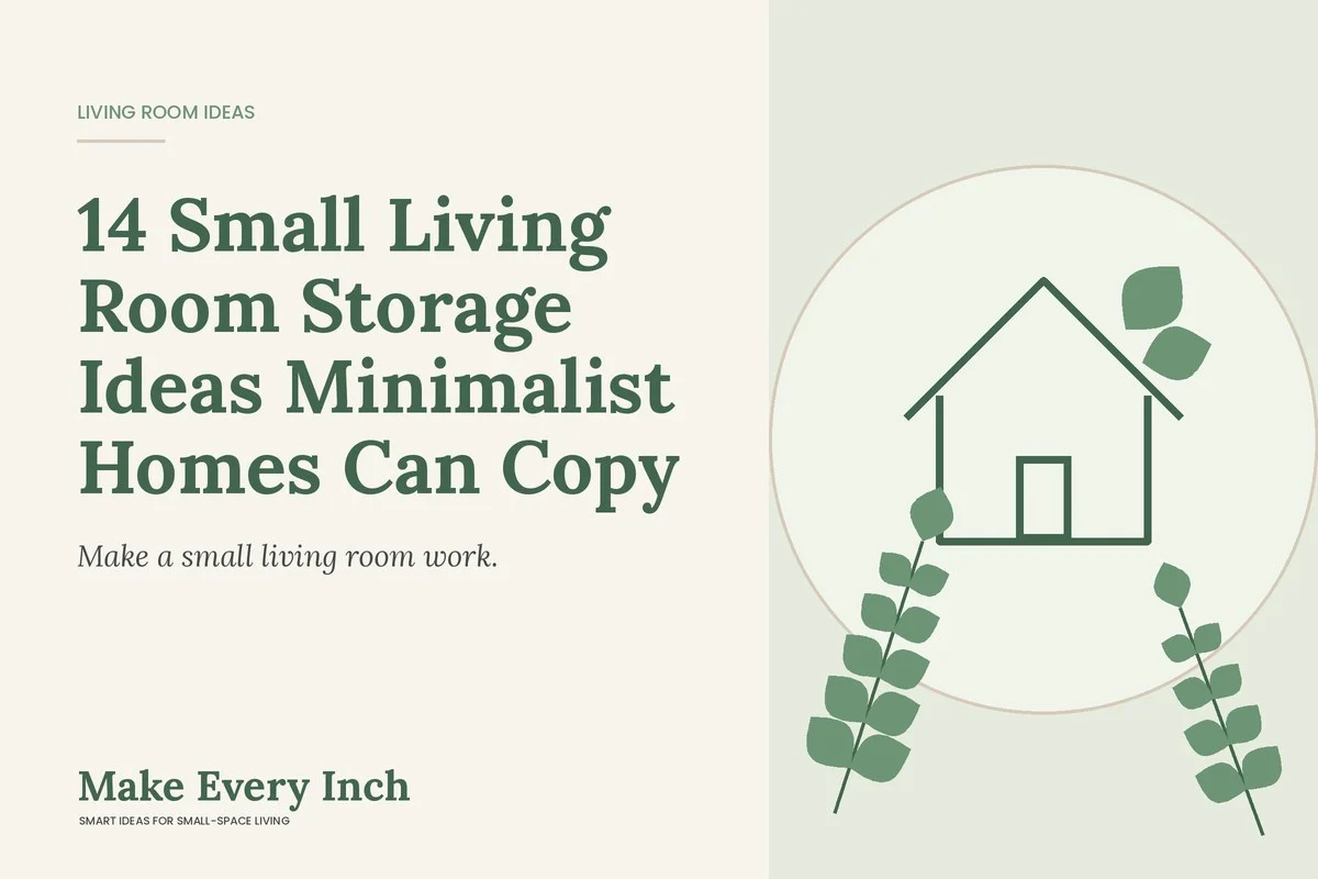 14 Small Living Room Storage Ideas Minimalist Homes Can Copy, Make Every Inch cover with a house and leaf illustration
