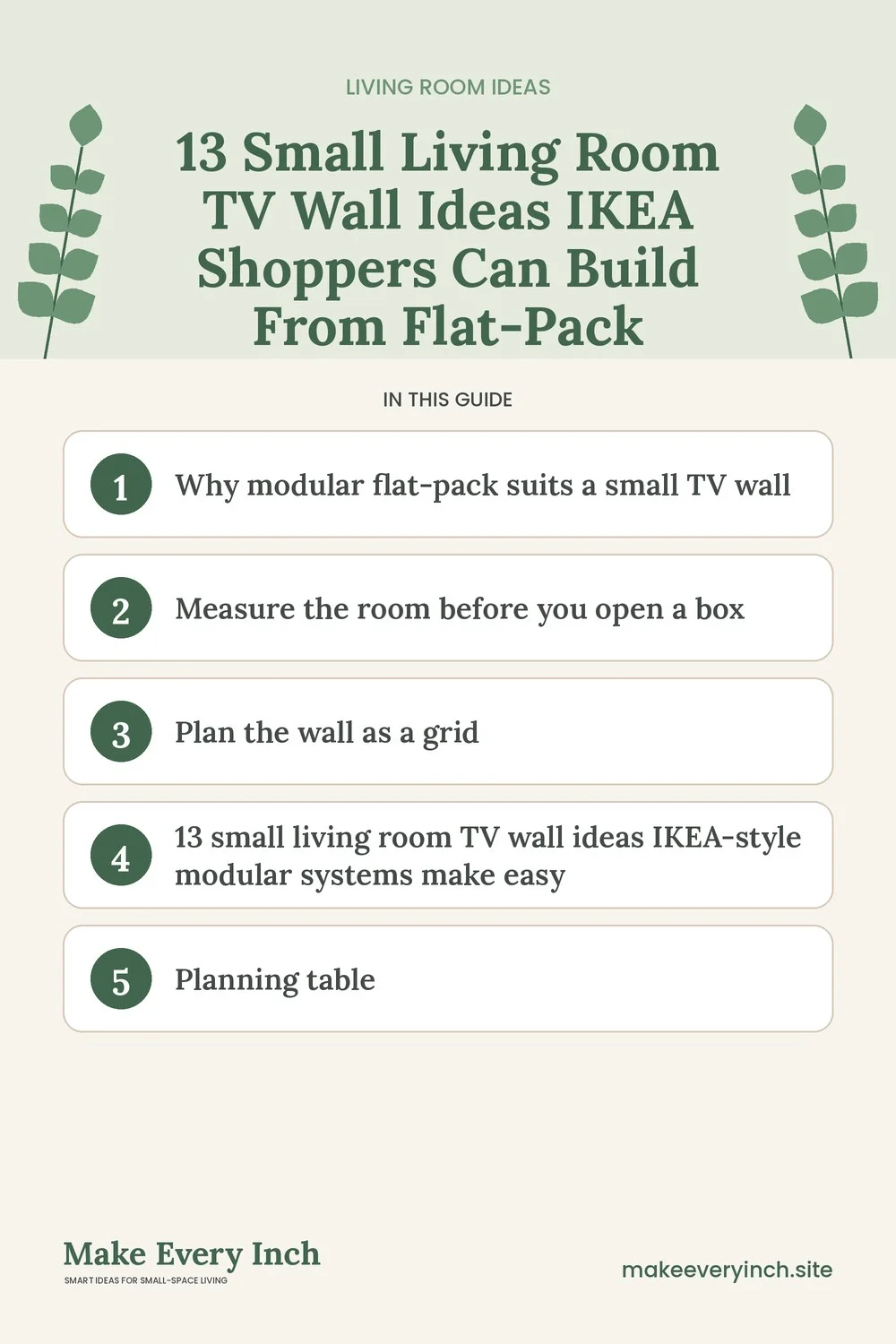 Pinterest pin listing the main topics in: 13 Small Living Room TV Wall Ideas IKEA Shoppers Can Build From Flat-Pack