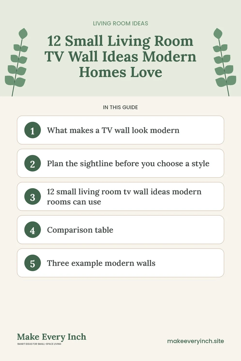 Pinterest pin listing the main topics in: 12 Small Living Room TV Wall Ideas Modern Homes Love