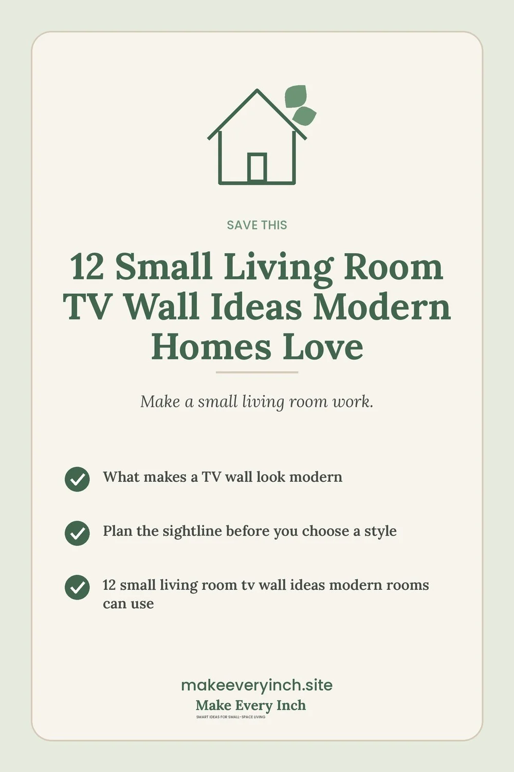 Save-this Pinterest pin with a short checklist for: 12 Small Living Room TV Wall Ideas Modern Homes Love