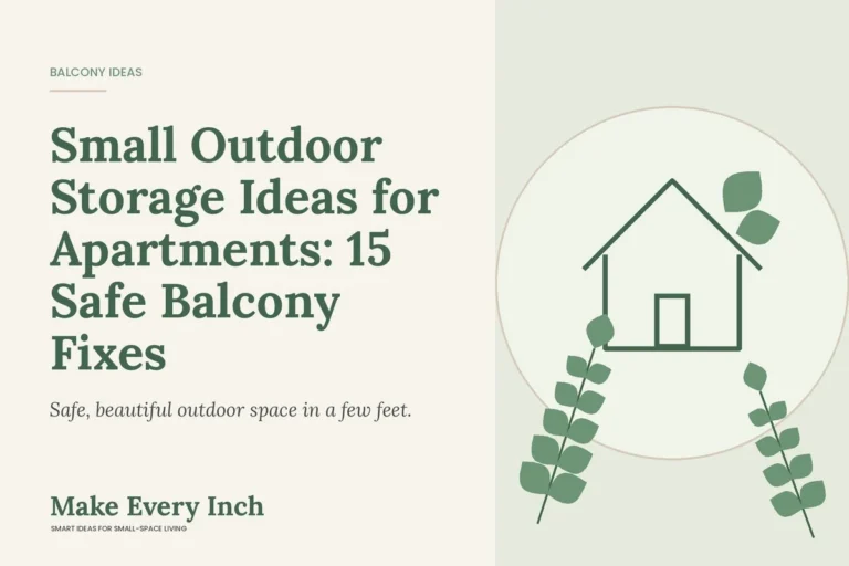 Small Outdoor Storage Ideas for Apartments: 15 Safe Balcony Fixes, Make Every Inch cover with a house and leaf illustration