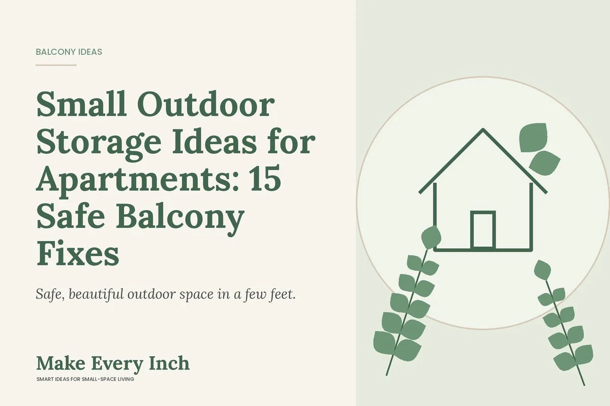 Small Outdoor Storage Ideas for Apartments: 15 Safe Balcony Fixes, Make Every Inch cover with a house and leaf illustration