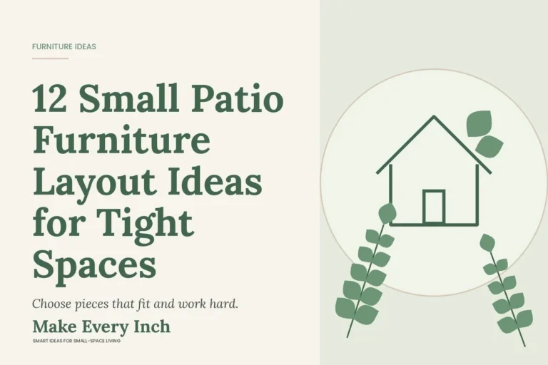 12 Small Patio Furniture Layout Ideas for Tight Spaces, Make Every Inch cover with a house and leaf illustration