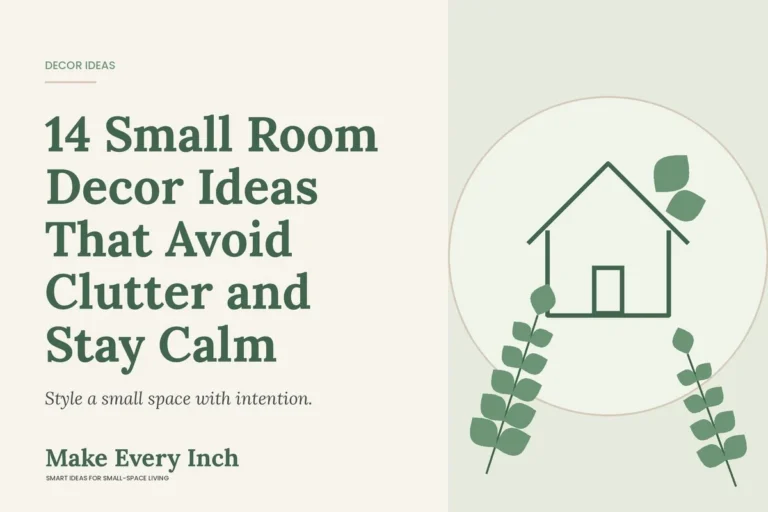 14 Small Room Decor Ideas That Avoid Clutter and Stay Calm, Make Every Inch cover with a house and leaf illustration
