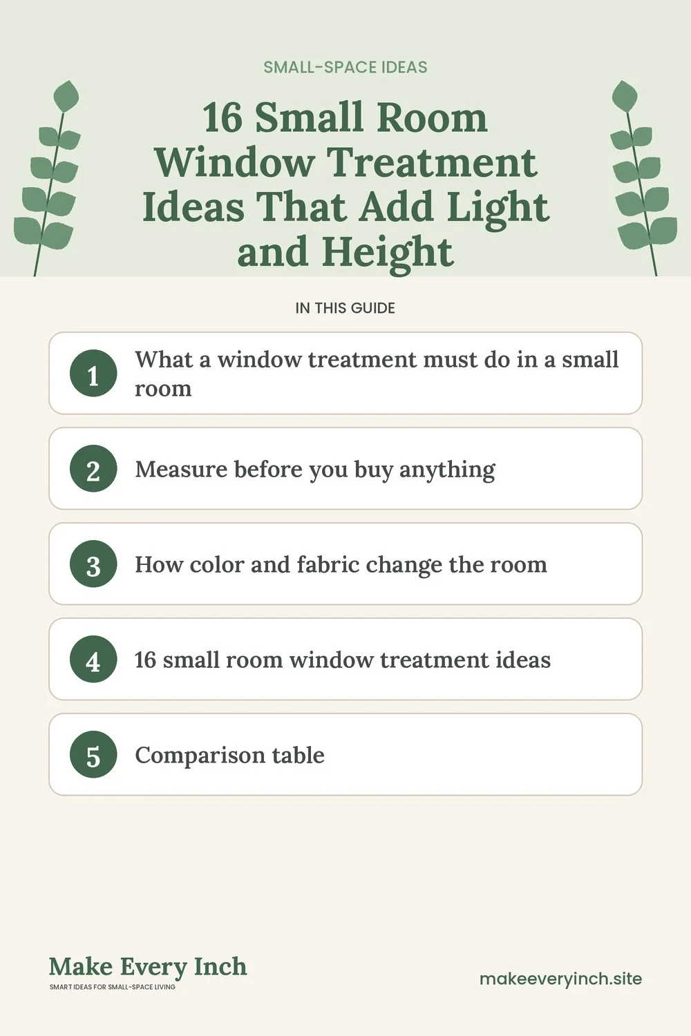 Pinterest pin listing the main topics in: 16 Small Room Window Treatment Ideas That Add Light and Height