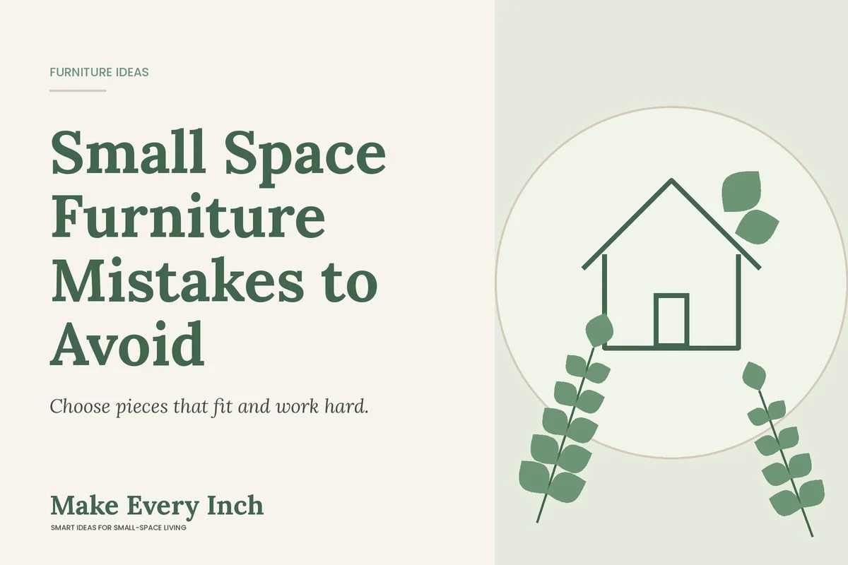 Small Space Furniture Mistakes to Avoid, Make Every Inch cover with a house and leaf illustration