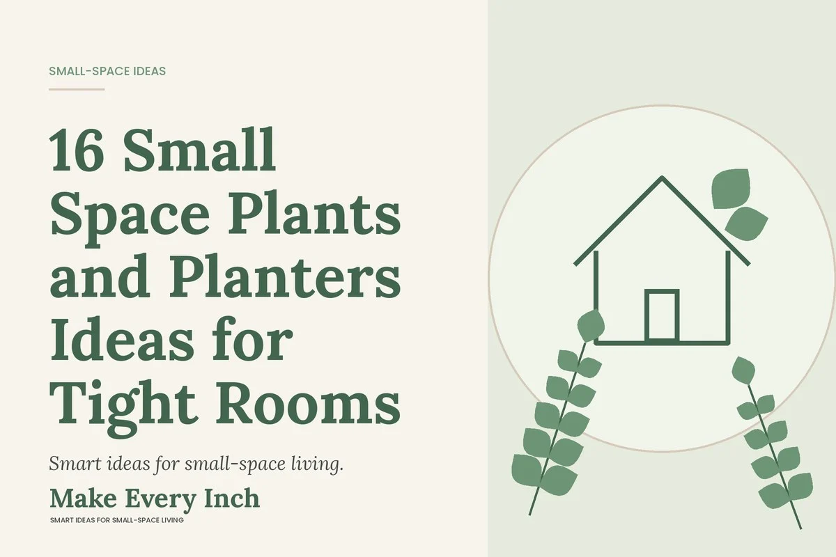16 Small Space Plants and Planters Ideas for Tight Rooms, Make Every Inch cover with a house and leaf illustration