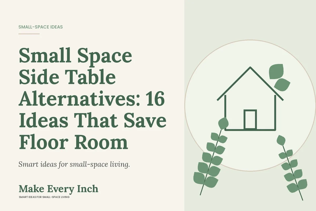 Small Space Side Table Alternatives: 16 Ideas That Save Floor Room, Make Every Inch cover with a house and leaf illustration