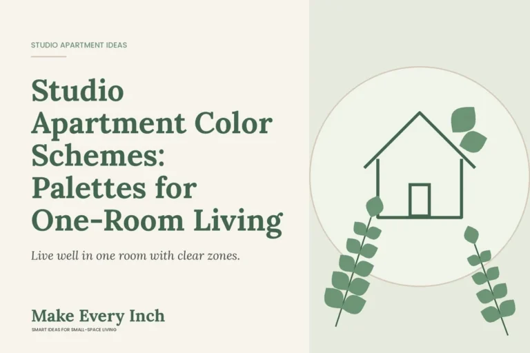 Studio Apartment Color Schemes: Palettes for One-Room Living, Make Every Inch cover with a house and leaf illustration