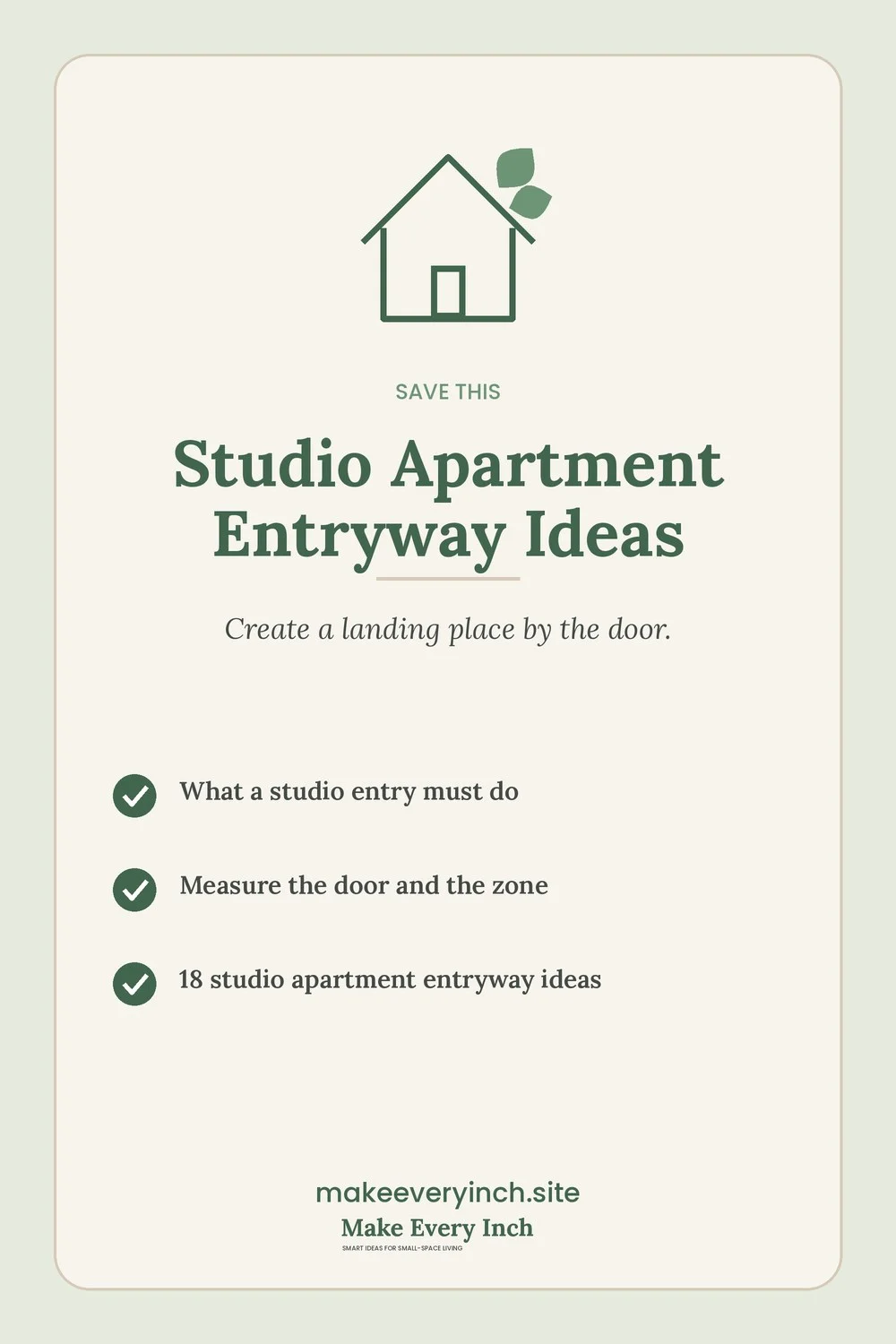 Save-this Pinterest pin with a short checklist for: Studio Apartment Entryway Ideas