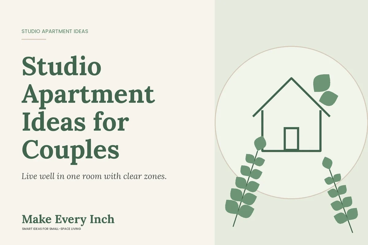 Studio Apartment Ideas for Couples, Make Every Inch cover with a house and leaf illustration