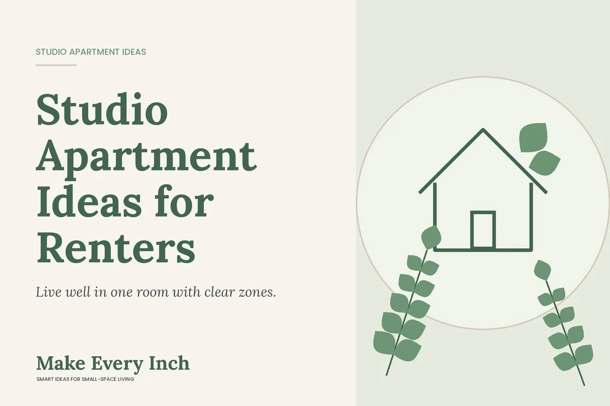 Studio Apartment Ideas for Renters, Make Every Inch cover with a house and leaf illustration