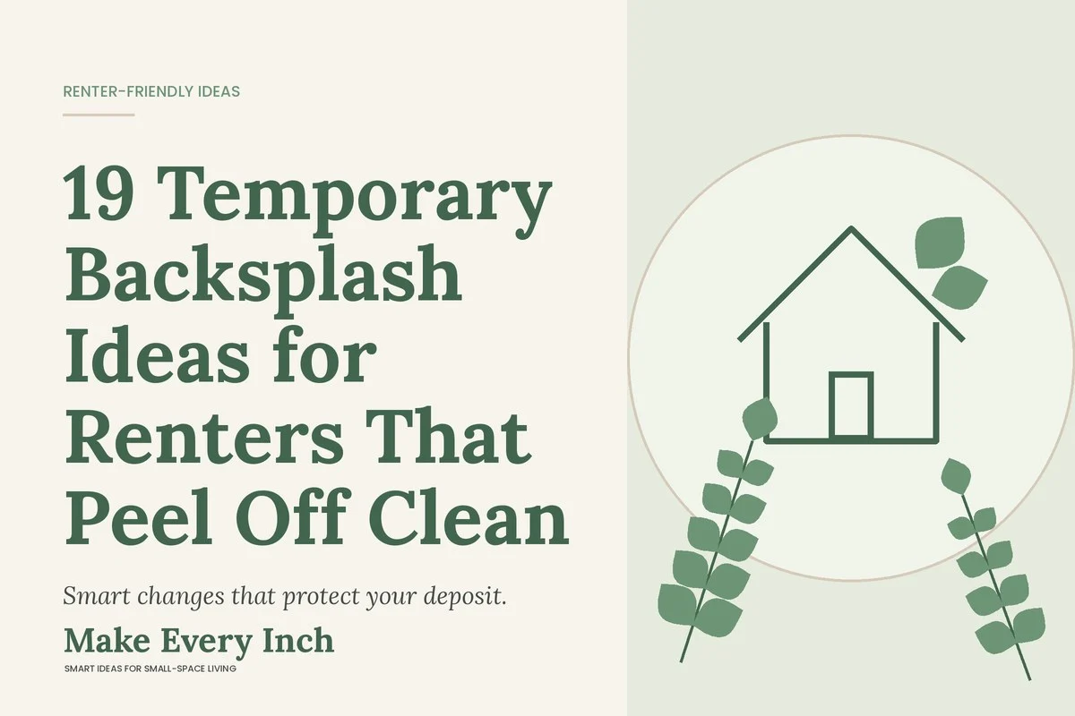 19 Temporary Backsplash Ideas for Renters That Peel Off Clean, Make Every Inch cover with a house and leaf illustration