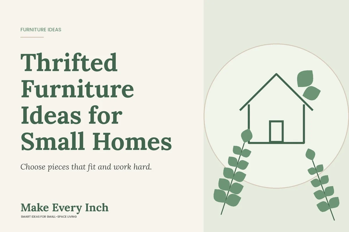 Thrifted Furniture Ideas for Small Homes, Make Every Inch cover with a house and leaf illustration